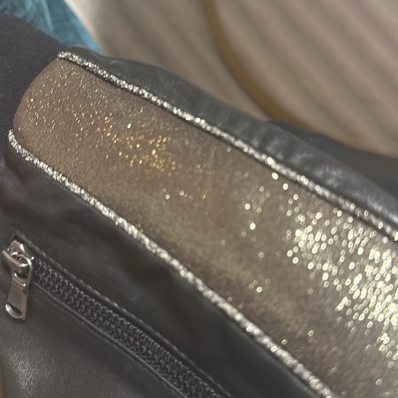 Designer Leather Cigarette Pants Gold Side Panel Pam & Gela Small Womens NWT - Picture 9 of 9